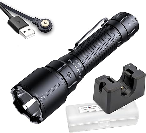 Fenix WF26R Rechargeable Police Flashlight, 3000 Lumen Super Bright Duty Light with Charging Cradle and LumenTac Organizer