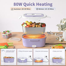 Load image into Gallery viewer, Electric Lunch Box, 3 in 1 Heated Lunch Box for Adults, Portable Heating Lunch Boxes for Car/Truck/Work/Home with 1.5L Removable Stainless Steel Container, 110V 24V 12V, Light Purple
