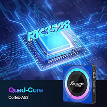 Load image into Gallery viewer, Android 13.0 TV Box, 6K 8K Android Box with 4GB RAM 64GB ROM RK3528 Quad-Core Support WiFi6 2.4Ghz/5.0Ghz HDR10 BT 5.0 H.265 USB 2.0 3.0 3D Ethernet with Mini Backlit Keyboard
