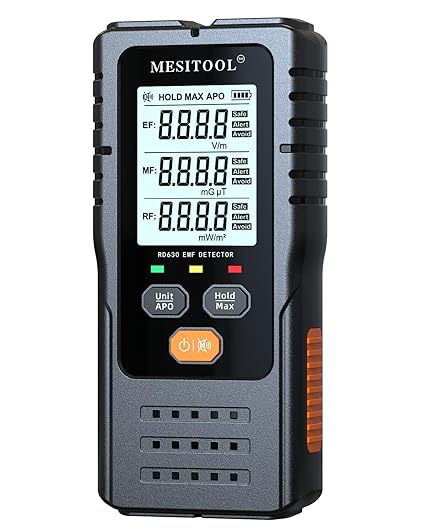 EMF Meter Digital Electromagnetic Field Radiation Detector Hand-held LCD 3 in 1 EMF Detector for EF/MF/RF,5G,WiFi for Home, Office and Outdoors (RD630W)