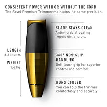 Load image into Gallery viewer, BEVEL Beard Trimmer for Men - Gold Edition Cordless Trimmer, 8 Hour Rechargeable Battery Life, Tool Free Adjustable Zero Gapped Blade, Barber Supplies, Mustache Trimmer
