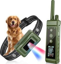Load image into Gallery viewer, Shock Collar for Dogs - 4265ft Waterproof Training Collar with Flashing Light for Small Medium Large Dogs with Rechargeable Remote, Beep (1-8), Vibration(1-16), Safe Shock(1-99) (Green)
