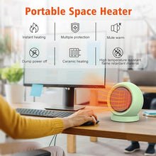 Load image into Gallery viewer, Space Heater,PTC Ceramic Electric Desktop Heater High Output Fan for Home Bedroom Office Desk Indoor Use(Green)
