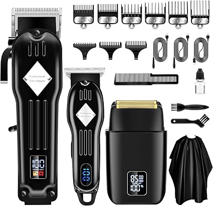 SUNNOW Hair Clippers for Men, Beard Trimmer & Hair Trimmer & Electric Foil Shavers Razor Kit, Hair Cut Machines Men's Beard Grooming Kit for Home, Barber(Black)