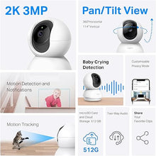 Load image into Gallery viewer, TP-Link Tapo 2K Pan/Tilt Security Camera for Baby Monitor, Dog Camera w/Motion Detection, 2-Way Audio, Siren, Night Vision, Cloud &amp; SD Card Storage, Works with Alexa &amp; Google Home, 2-Pack (C210P2)
