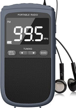 Load image into Gallery viewer, AM FM Walkman Radio:900mAh Rechargeable Portable Transistor Pocket Radio with Best Reception Digital Tuning, LCD Screen,Stereo Earphone Jack, Sleep Timer and Alarm Clock for Jogging,Walking Grey
