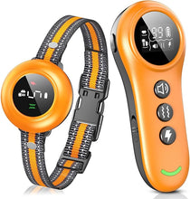 Load image into Gallery viewer, 2-in-1 Dog Shock Collar &amp; Dog Bark Collar - Smart Anti Barking Dog Training Collar with 5 Adjustable Sensitivity &amp; 3300FT Remote for All Breeds IP67 Waterproof Rechargeable E-Collar (Orange)

