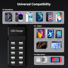 Load image into Gallery viewer, USB Charging Station 50w10A 10-Port USB Charger, Multiport USB Charger Station Hub, Compatible with iPhone, Galaxy, iPad Tablet, and Other USB Charging Devices
