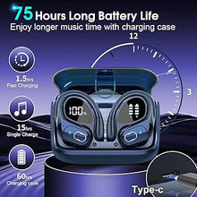 Load image into Gallery viewer, Wireless Earbuds 75hrs Bluetooth 5.3 Headphone Sport, 2024 Bluetooth Earbuds Stereo Deep Bass Over Ear Bud with Earhooks, ENC Noise Cancelling Mic, IPX7 Waterproof Earphone, Royal Blue

