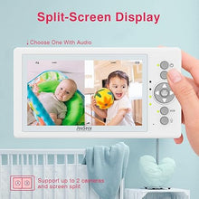 Load image into Gallery viewer, Baby Monitor with 2 Cameras, Video Baby Monitor with Camera and Audio No WiFi, 5 inch Split Screen with 20Hour Long Battery Life 1000ft Range, 720p, Night Vision, 2-Way Talk
