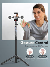 Load image into Gallery viewer, Auto Face Tracking Tripod for Smartphones,70“ Cell Phone Tripod w/LED Light,Selfie Stick for iPhone w/Remote Control,Phone Holder Video Recording for YouTube, TikTok Live-streaming(UTK-02)
