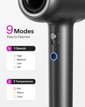 Load image into Gallery viewer, Hair Dryer, Wavytalk Hair Dryer with Diffuser Pro Fast Drying Hair Dryer 110,000 RPM with 2 Attachments, Professional Ionic Lightweight Hair Dryer Blow Dryer with 3 Speeds &amp; 3 Temps, Black
