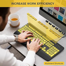 Load image into Gallery viewer, SABLUTE Large Print Keyboard Wired Computer Keyboards with Wrist Rest, Phone Holder, Big Letters Easy to Read Compatible Windows, Desktop, Laptop, Yellow
