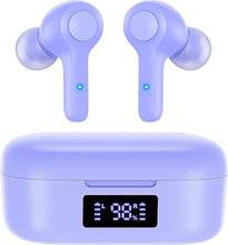 Load image into Gallery viewer, MOZOTER Bluetooth 5.3 Wireless Earbuds,Deep Bass Loud Sound Clear Call Noise Cancelling with Microphones in-Ear Headphones with Wireless Charging Case Compatible for iPhone Android,Work-Purple
