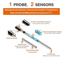 Load image into Gallery viewer, WADEO Bluetooth Meat Thermometer, Wireless Meat Thermometer for Grilling and Smoking, 500FT Digital Food Thermometer for Remote Monitoring of BBQ Grill, Oven, Smoker, Air Fryer, iOS &amp; Android
