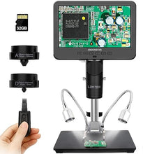 Load image into Gallery viewer, Andonstar AD246-M Digital Microscope for Adults, 3 Lens Soldering Microscope, 1080P FHD Video Record, 7 Inch LCD 500x, Coin Microscope, Biological Microscope Kit with 32G Card, Prepared Slides
