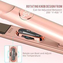 Load image into Gallery viewer, K&amp;K 1 Inch Hair Straightener with LED Display Adjustable Temperature Flat Iron for Short Hair Tourmaline Titanium Dual Voltage Auto Shut Off 4D 360°Swivel
