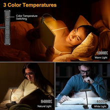 Load image into Gallery viewer, Gritin 19 LED Rechargeable Book Light for Reading in Bed with Memory Function- Eye Caring 3 Color Temperatures,Stepless Dimming Brightness,80 Hrs Runtime Lightweight Clip On Light for Book Lovers
