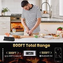 Load image into Gallery viewer, 800FT Wireless Meat Thermometer,Digital Cooking Thermometer with 1 Probes-Wireless Rechargeable, Alarm Function,Instant Read Food Thermometer with iOS &amp; Android App,for Grilling Smoking Oven BBQ
