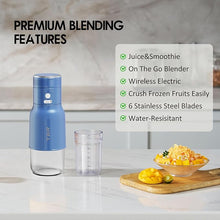 Load image into Gallery viewer, TER Shaved Ice Machine &amp; Juice Blender 2 in 1, Snow Cone Machine Ice Shaver Machine, Portable Blender for Shakes and Smoothies, Cordless Electric, Rechargeable, BPA Free, Blue
