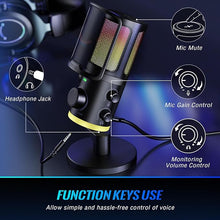 Load image into Gallery viewer, FIFINE Gaming PC Microphone, USB Streaming Microphone with Game Chat Balance, Computer Condenser Desktop RGB Mic with Mute Button, Noise Cancellation for Podcast/Twitch/Discord-AMPLIGAME AM6
