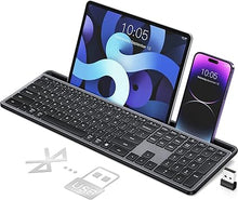 Load image into Gallery viewer, Wireless Keyboard,Multi-Device 2.4G/Bluetooth Keyboard Ultra-Slim Full Size Computer Keyboard With Numeric Pad,iPad Keyboard With Tablet Holder,Quiet USB Keyboard for iPad,iPhone,Laptop,PC,Mac
