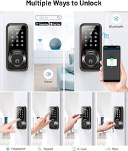 Load image into Gallery viewer, WiFi Smart Lock, Zowill DK07G Fingerprint Door Lock with APP &amp; Voice Control, 7-in-1 Smart Door Lock for Front Door, Touchscreen Keyless Entry Door Lock, Work with Alexa, Ekey Sharing, Auto Lock
