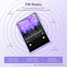 Load image into Gallery viewer, MP3 Player Bluetooth 5.3, SWOFY 64GB Mp3 Music Player with Touch Screen, Portable Digital Audio Player with HD Speaker FM Radio, Support up 128GB Purple
