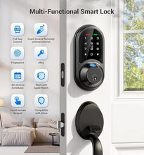 Load image into Gallery viewer, Veise Smart Lock, Fingerprint Door Lock, 7-in-1 Keyless Entry Door Lock with App Control, Electronic Touchscreen Keypad, Smart Deadbolt, Biometric Smart Locks for Front Door, Matte Black
