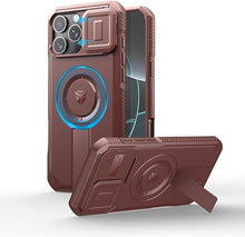 Load image into Gallery viewer, Dexnor for iPhone 16 Pro Max Case with Slide Camera Cover &amp; Adjustable Kickstand, Magnetic Rugged Shockproof Bumper Cases Heavy-Duty Magnetic Protective Cover,Maroon Red
