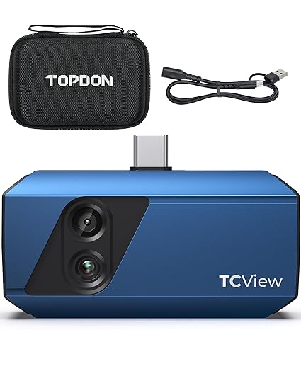 TOPDON TC001 Plus Thermal Camera for Android, 256 x 192 IR High Resolution with Visual Camera, 25Hz Refresh Rate, Dual-Lens Thermal Imaging Camera for Smartphones and Tablets, PC (not for iOS)