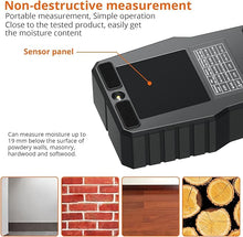 Load image into Gallery viewer, Proster Pinless Wood Moisture Meter - Non Destructive Moisture Tester for Wood Wallboard Masonry, Detect up to 3/4 Inch Below Surface, Backlit Color LCD, Visual Audible Alarm
