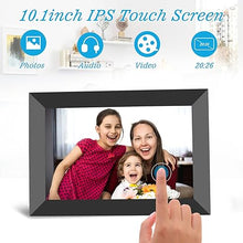 Load image into Gallery viewer, WiFi Digital Picture Frame 10.1 Inch Smart Digital Photo Frame with IPS Touch Screen HD Display, 16GB Storage Easy Setup to Share Photos or Videos Anywhere via Free Frameo APP (Black Frame)
