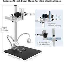 Load image into Gallery viewer, LM246MS 3 Lens 7 inch HDMI Digital Microscope 2000X for Soldering with 13&#39;&#39; Arm Boom Stand, UHD 2160P, Error Coin Microscope Full View of Coins, Microscope Kit for Adults, PCB Repair DIY
