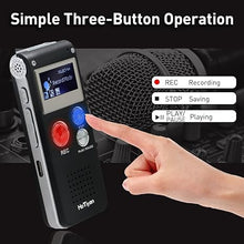 Load image into Gallery viewer, Digital Voice Recorders 8GB Audio Recorder Voice Activated Recorder for Lectures, Meetings, Interviews Recording Device Tape Recorder with Microphone USB Cable, MP3 Player (8GB)
