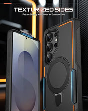 Load image into Gallery viewer, Poetic Neon MagPro Case for Samsung Galaxy S25 Ultra 5G, [Magnetic Ring Stand] Dual Layer Rugged Slim Shockproof Protective Cover, Black/Orange

