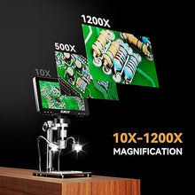 Load image into Gallery viewer, Elikliv EDM9 7&#39;&#39; LCD Digital Microscope 1200X, 1080P Coin Microscope with 12MP Camera Sensor, 10 LED Lights - Microscope for Adults, Windows/Mac OS Compatible
