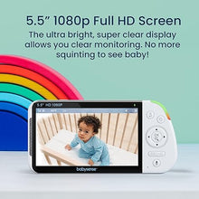 Load image into Gallery viewer, Babysense 5.5” 1080p Full HD Split-Screen Baby Monitor, Video Baby Monitor with Camera and Audio, PTZ Camera, RGB Night Light, 1000ft Range, Two-Way Audio, 4X Zoom, 5000mAh Battery
