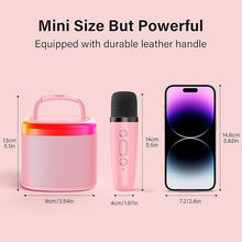 Load image into Gallery viewer, JYX Mini Karaoke Machine for Kids, Portable Bluetooth Karaoke Speaker Unpowered Cabinets with 1 Wireless Microphones and Party Lights for Adults, Birthday Gifts for Girls Boys Family Home Party(Pink)
