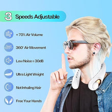 Load image into Gallery viewer, KIDEE Neck Fan, Portable Fan, Neck Fans Rechargeable, Upgraded LED Display, 4000 mAh Battery Operated, 3 Speeds Adjustable Personal Wearable Fan, Gifts for Women Men, Pearl White
