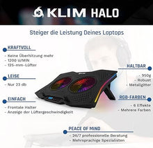 Load image into Gallery viewer, KLIM Halo RGB Laptop Cooling Pad - New 2023 - LCD Display Gaming Laptop Cooler - Quiet Laptop Stand with Fan - Compatible up to 17&quot;- Ventilador para Laptop - 5 Year Warranty - PC Mac PS5 PS4 Xbox One
