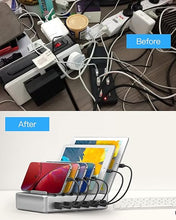 Load image into Gallery viewer, Charging Station for Multiple Devices - 6 Port Fast Charging Station for iPhone iPad Android and Tablet - Multi Charging Station - Phone Charging Station with 6 Mixed Cables Included(UL Certified)
