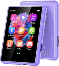 Load image into Gallery viewer, MP3 Player with Bluetooth 5.3, 2.4&quot; Portable HiFi Music Player with FM Radio/HD Speaker/E-Book/Photo/Video/Alarm Clock, Walkman Digital Music Player Earphones Included (Purple)
