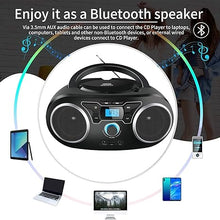 Load image into Gallery viewer, Portable Radio CD Player Boombox with Bluetooth &amp; FM Radio, USB Port, AUX Input, Headphone Jack,Compact CD Player Radio Stereo System,CD-R/CD-RW/MP3 CDs Playback(WTB-771)
