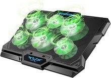 Load image into Gallery viewer, Laptop Cooling Pad, Laptop Cooler with 6 Quiet Led Fans for 15.6-17 Inch Laptop Cooling Fan Stand, Portable Ultra Slim USB Powered Gaming Laptop Cooling Pad, Switch Control Fan Speed Function (Green)
