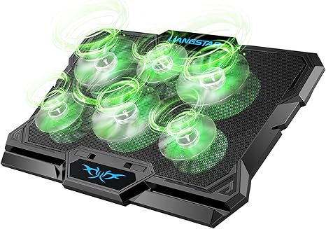 Laptop Cooling Pad, Laptop Cooler with 6 Quiet Led Fans for 15.6-17 Inch Laptop Cooling Fan Stand, Portable Ultra Slim USB Powered Gaming Laptop Cooling Pad, Switch Control Fan Speed Function (Green)