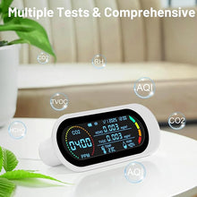 Load image into Gallery viewer, Air Quality Detector CO2 Monitor Indoor 5 in 1 Smart Air Quality Meter Portable Carbon Dioxide Detector CO2/TVOC/HCHO Alarm Mini Air Quality Tester for Home/Travel/Office/School/Car
