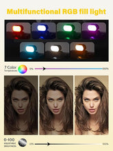 Load image into Gallery viewer, Gimbal Stabilizer Face Tracking Without APP, 4 in 1 RGB Light Stabilizer, Portable Phone Tripod, Stabilizer for iPhone&amp;Android, Extension 108cm, AOCHUAN M2PRO Black
