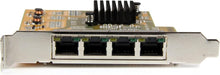 Load image into Gallery viewer, StarTech.com 4 Port PCIe Network Card - Standard Profile - RJ45 Port - Realtek RTL8111H Chipset - Ethernet Network Card - NIC Server Adapter Network Card , TAA (ST1000SPEX43)

