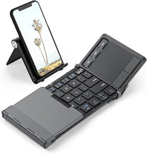 Load image into Gallery viewer, iClever Foldable Keyboard, BK08 Bluetooth Keyboard with Sensitive Touchpad, Multi Devices, Pocket-Sized Tri-Folding Portable Keyboard for iPad, iPhone, Smartphone, Laptop and Table
